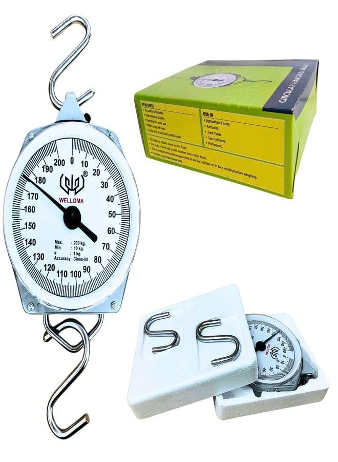 WELLOMA ميزان خطاف تعليق تناظري من ويلوما - سعة 200 كجم، ميزان أمتعة معدني صناعي محمول - Image 1